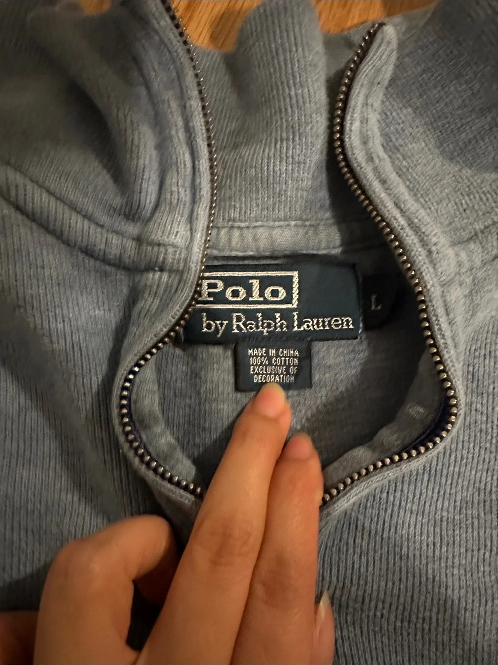 Polo by Ralph Lauren Men's Light Blue Quarter-Zip Sweater